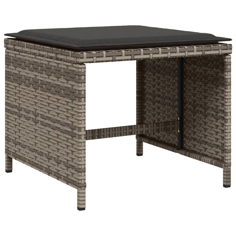 vidaXL 17 Piece Garden Dining Set with Cushions Grey Poly Rattan