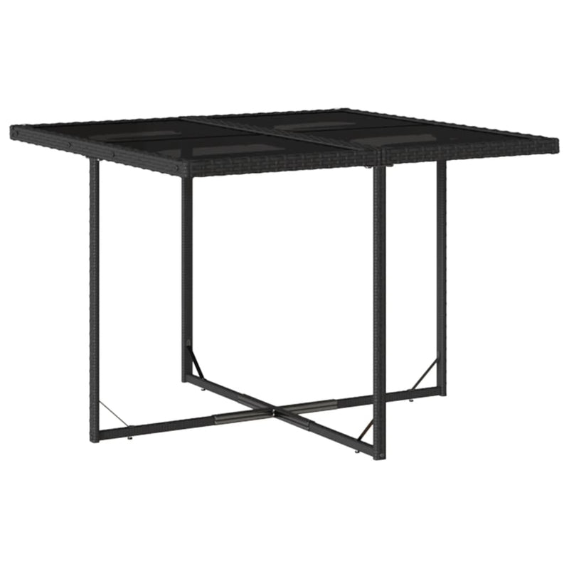 vidaXL 9 Piece Garden Dining Set with Cushions Black Poly Rattan