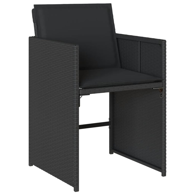 vidaXL 11 Piece Garden Dining Set with Cushions Black Poly Rattan