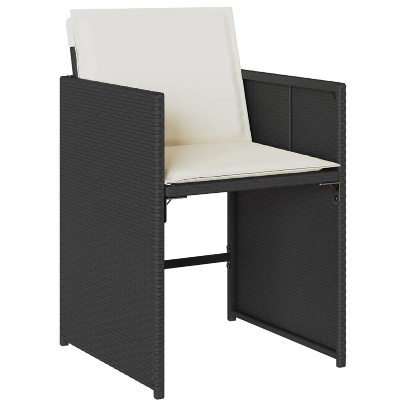vidaXL 11 Piece Garden Dining Set with Cushions Black Poly Rattan
