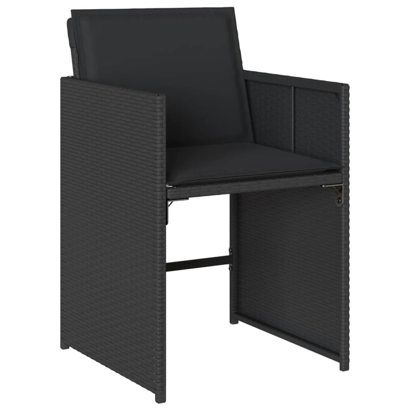 vidaXL 13 Piece Garden Dining Set with Cushions Black Poly Rattan