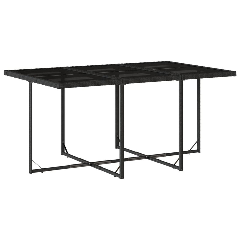 vidaXL 11 Piece Garden Dining Set with Cushions Black Poly Rattan