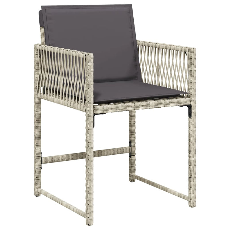 vidaXL 5 Piece Garden Dining Set with Cushions Light Grey Poly Rattan