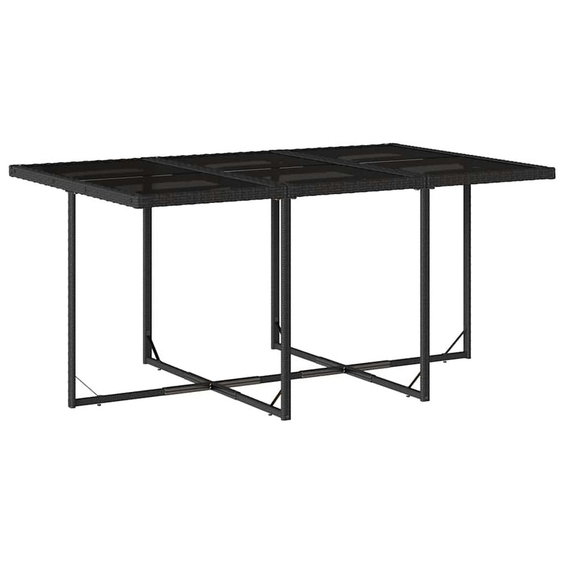 vidaXL 7 Piece Garden Dining Set with Cushions Black Poly Rattan