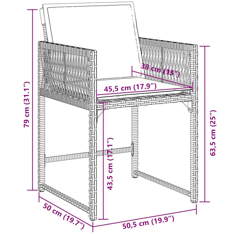 vidaXL 11 Piece Garden Dining Set with Cushions Grey Poly Rattan