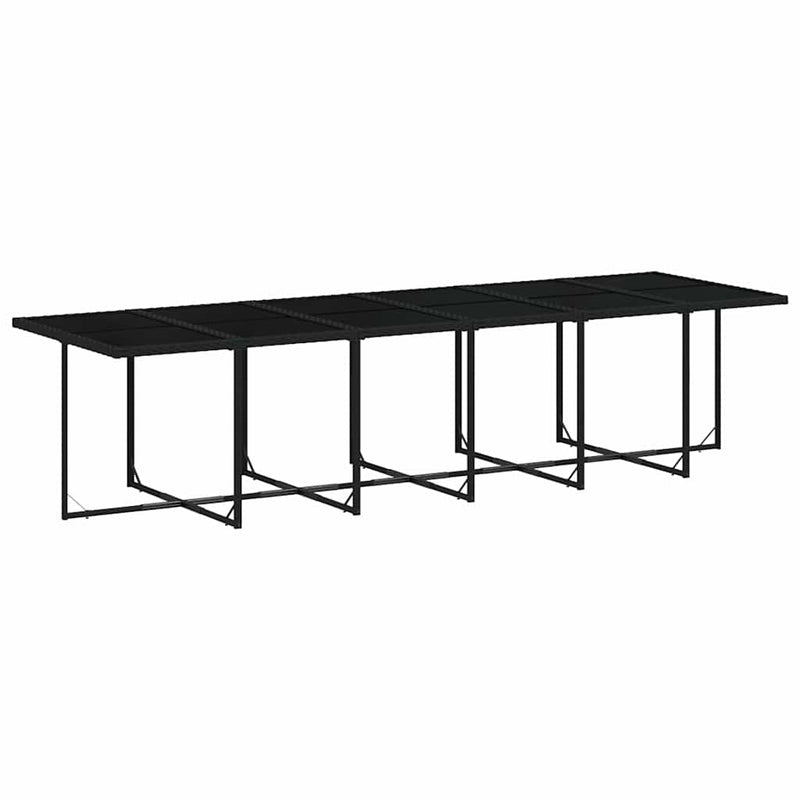 vidaXL 13 Piece Garden Dining Set with Cushions Black Poly Rattan