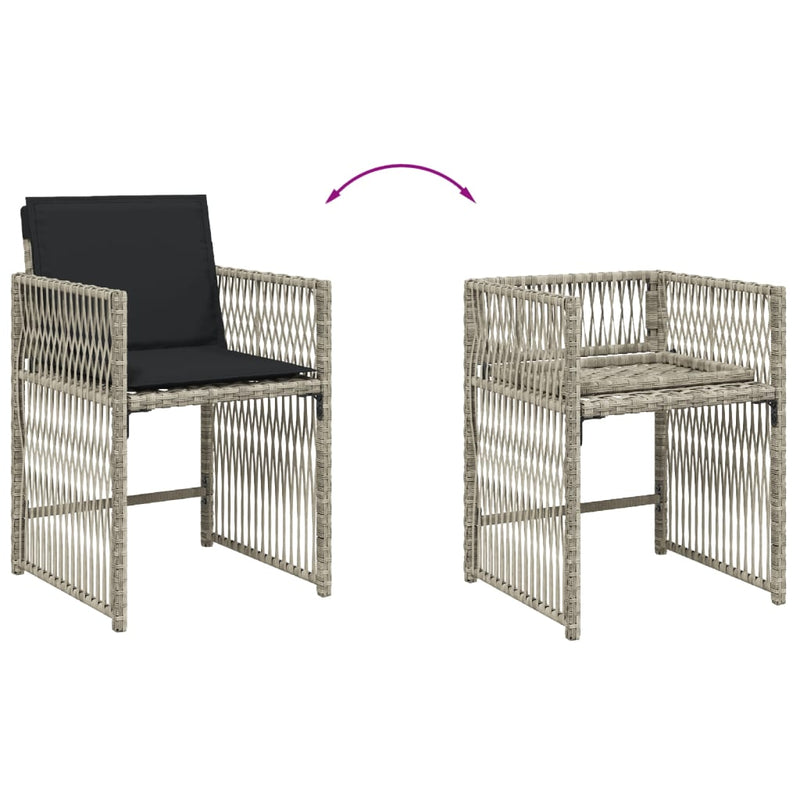 vidaXL 5 Piece Garden Dining Set with Cushions Light Grey Poly Rattan