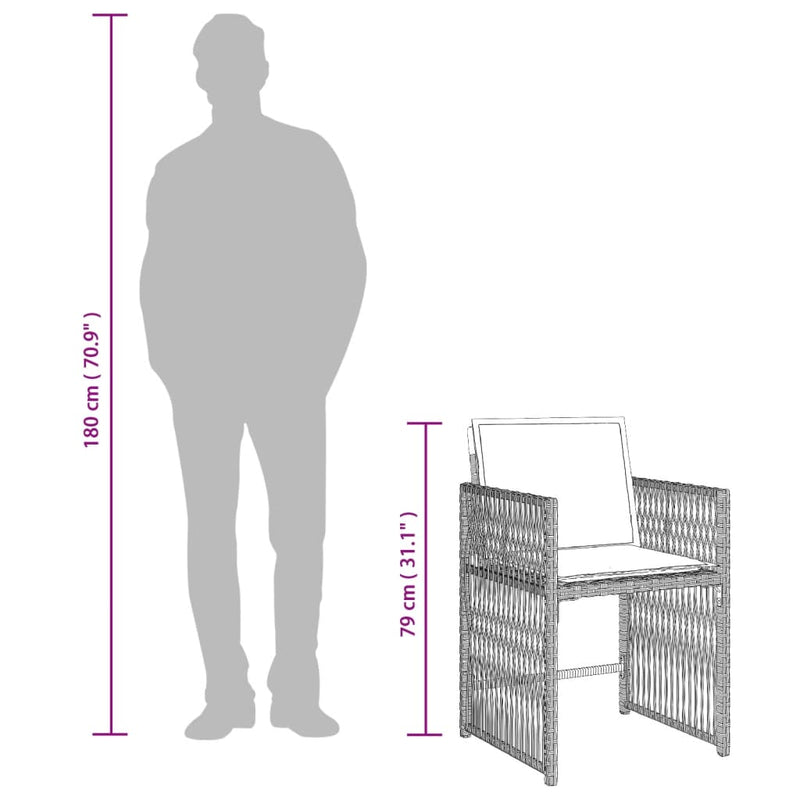 vidaXL 5 Piece Garden Dining Set with Cushions Light Grey Poly Rattan