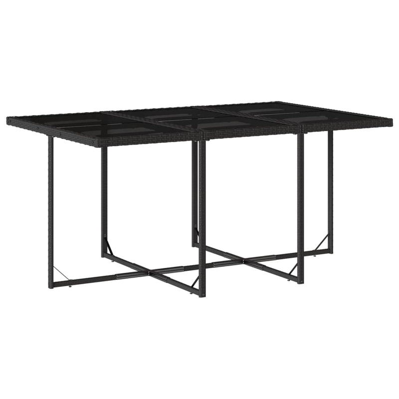 vidaXL 7 Piece Garden Dining Set with Cushions Black Poly Rattan