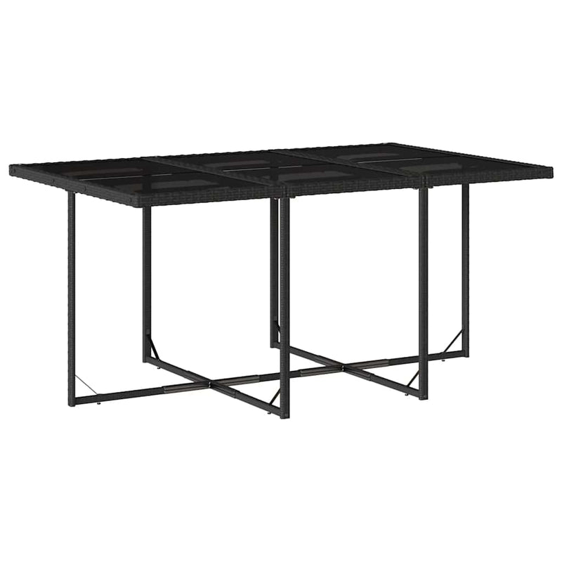 vidaXL 11 Piece Garden Dining Set with Cushions Black Poly Rattan