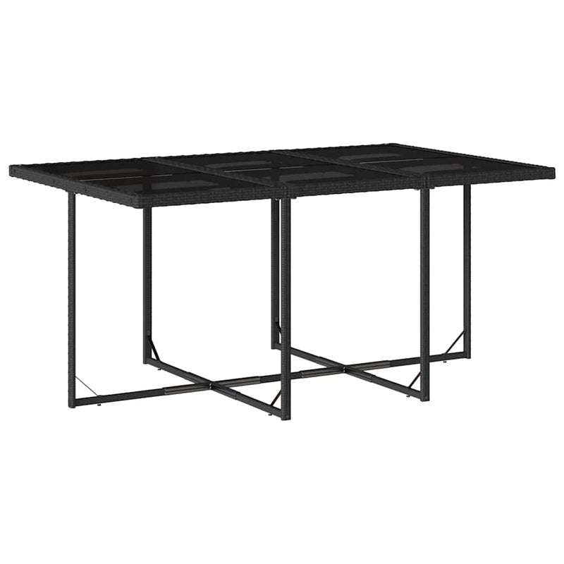 vidaXL 11 Piece Garden Dining Set with Cushions Black Poly Rattan