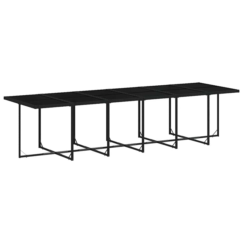 vidaXL 17 Piece Garden Dining Set with Cushions Black Poly Rattan
