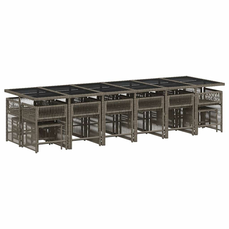 vidaXL 17 Piece Garden Dining Set with Cushions Grey Poly Rattan