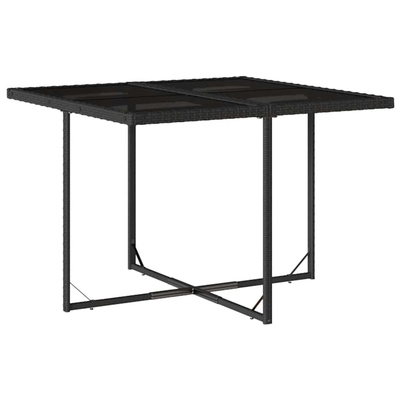 vidaXL 9 Piece Garden Dining Set with Cushions Black Poly Rattan