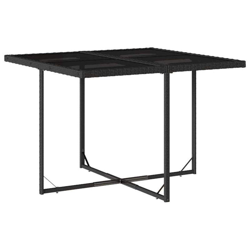 vidaXL 9 Piece Garden Dining Set with Cushions Black Poly Rattan