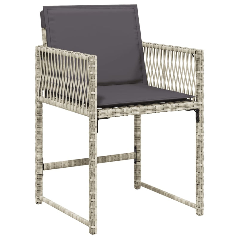 vidaXL 9 Piece Garden Dining Set with Cushions Light Grey Poly Rattan