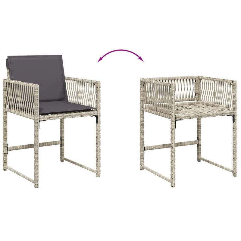 vidaXL 9 Piece Garden Dining Set with Cushions Light Grey Poly Rattan