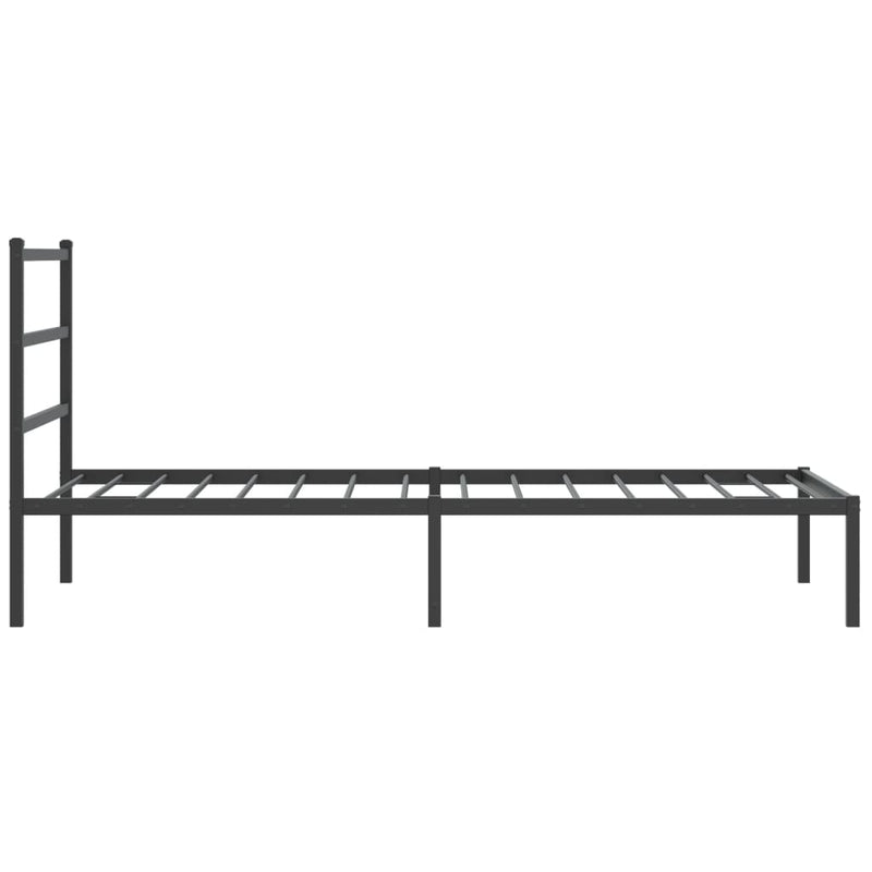 Metal Bed Frame with Headboard Black 106x203 cm