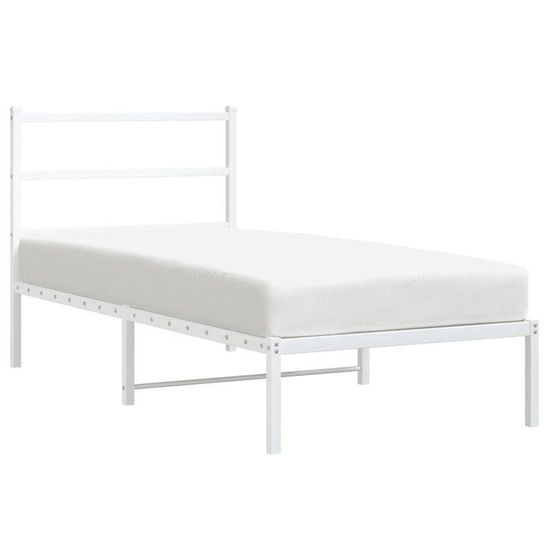 Metal Bed Frame with Headboard White 90x190 cm