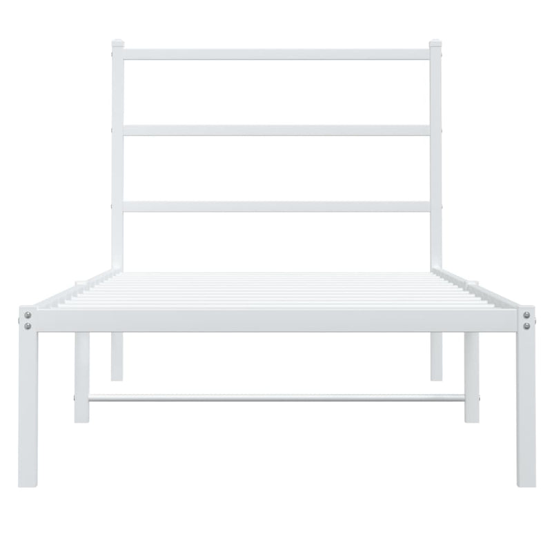 Metal Bed Frame with Headboard White 90x190 cm