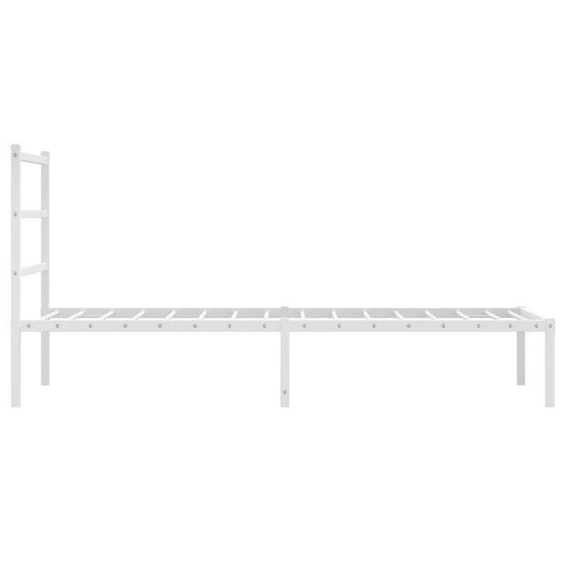 Metal Bed Frame with Headboard White 90x190 cm