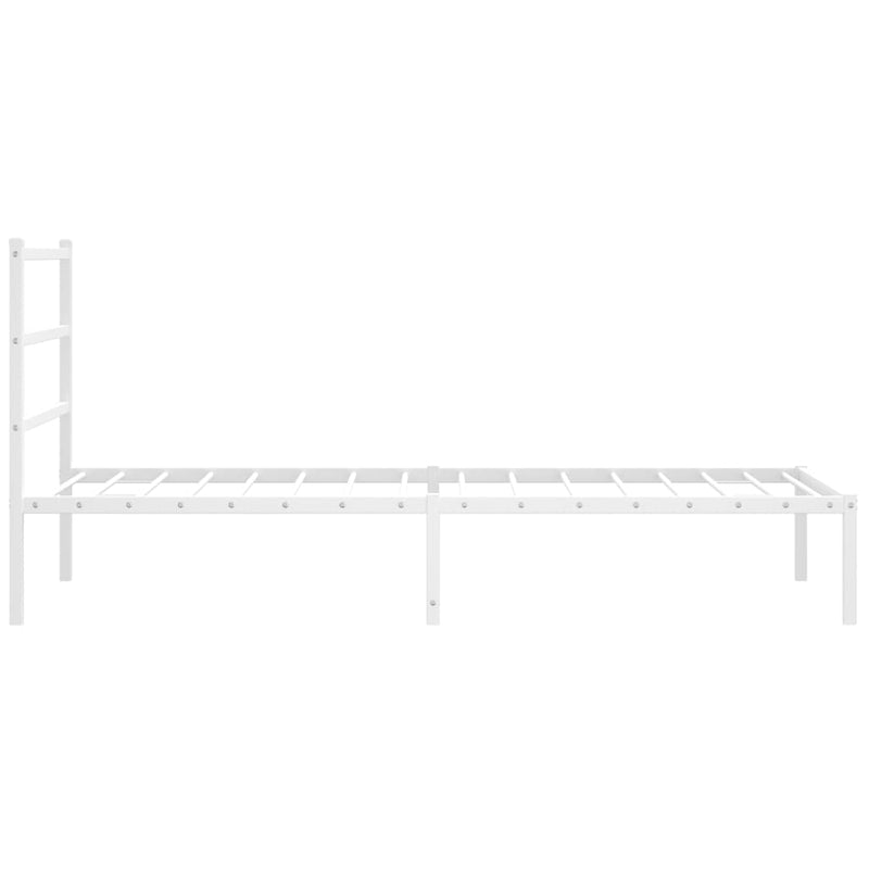 Metal Bed Frame with Headboard White 106x203 cm