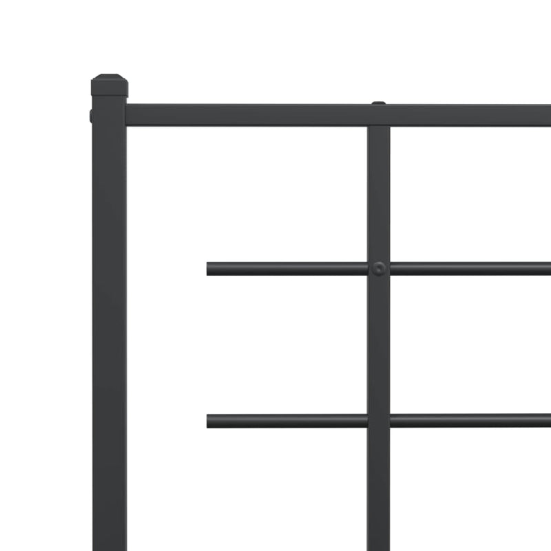 Metal Bed Frame with Headboard Black 90x190 cm