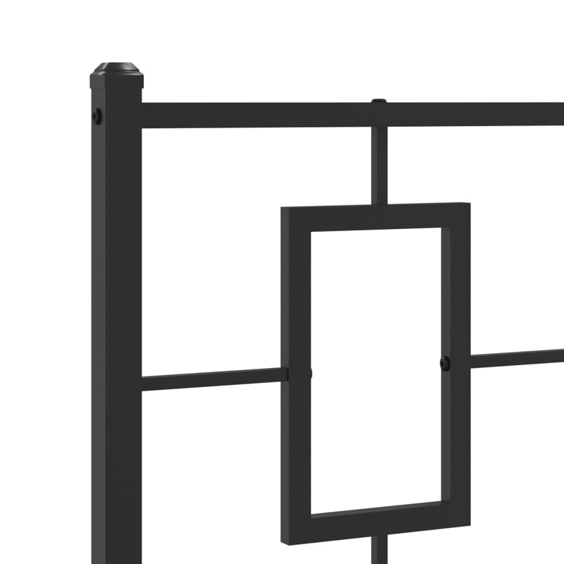 Metal Bed Frame with Headboard Black 90x190 cm