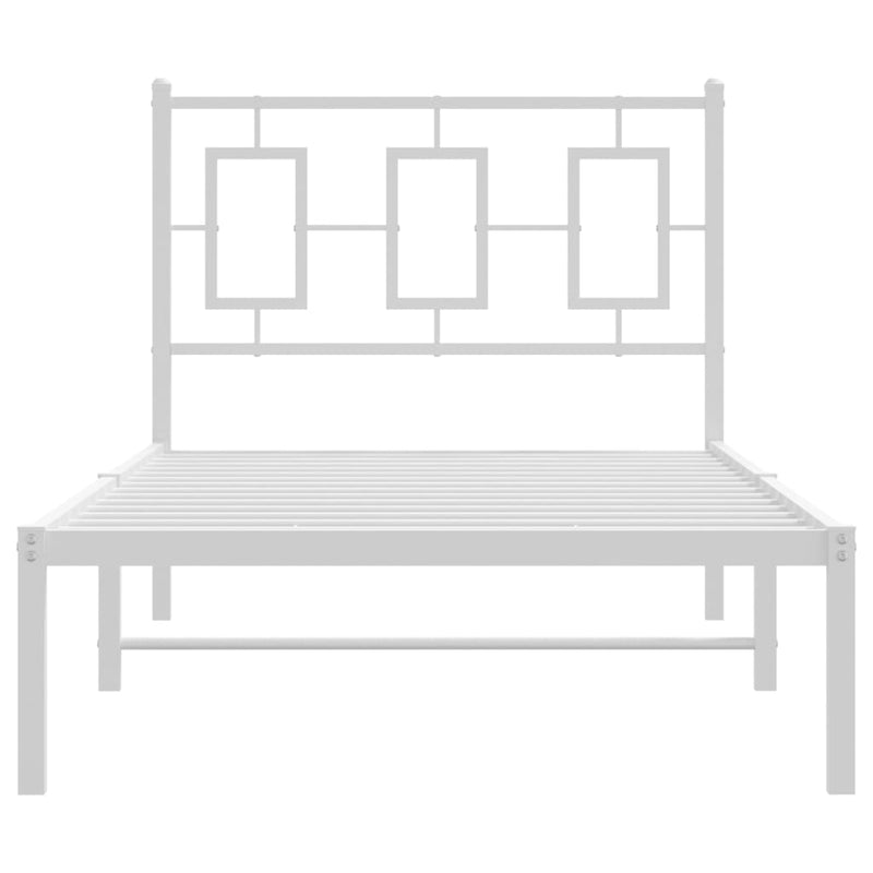 Metal Bed Frame with Headboard White 90x190 cm