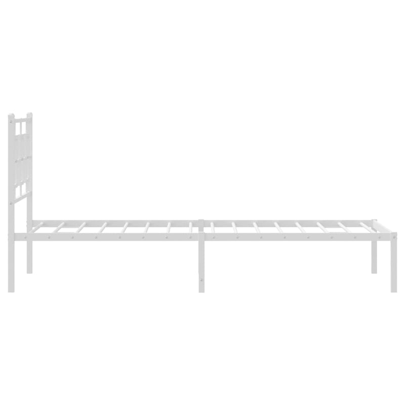 Metal Bed Frame with Headboard White 90x190 cm