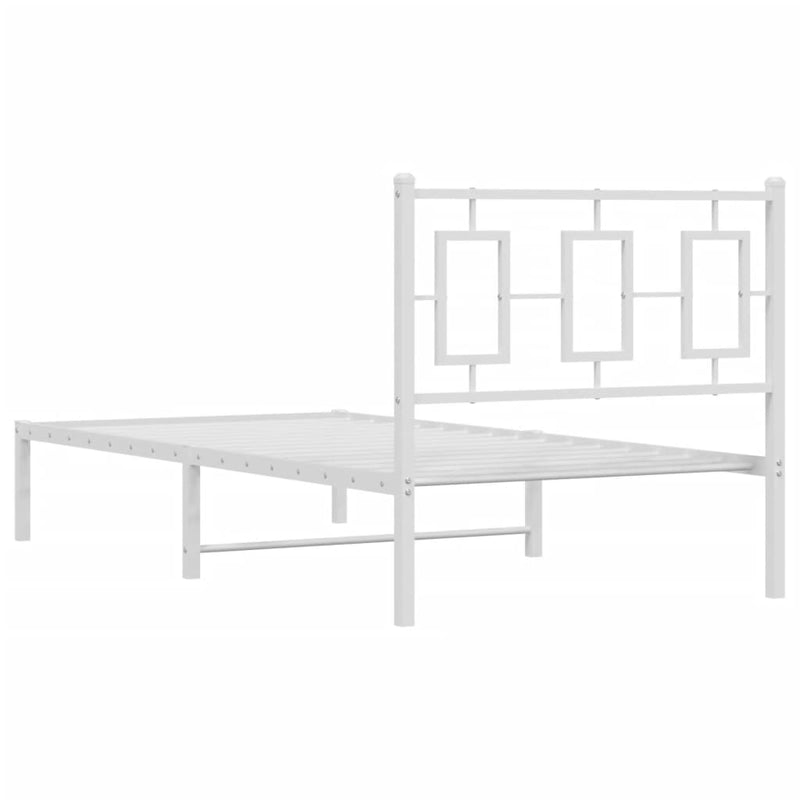 Metal Bed Frame with Headboard White 90x190 cm