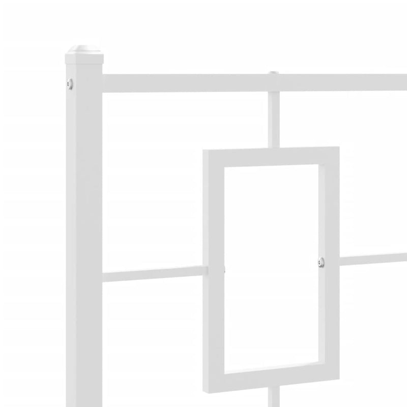 Metal Bed Frame with Headboard White 90x190 cm