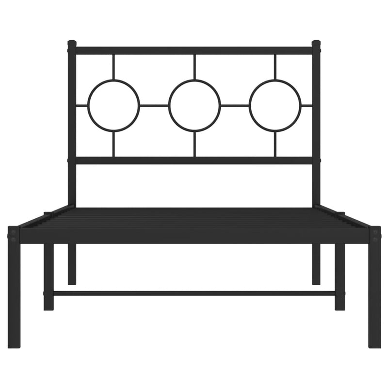 Metal Bed Frame with Headboard Black 90x190 cm