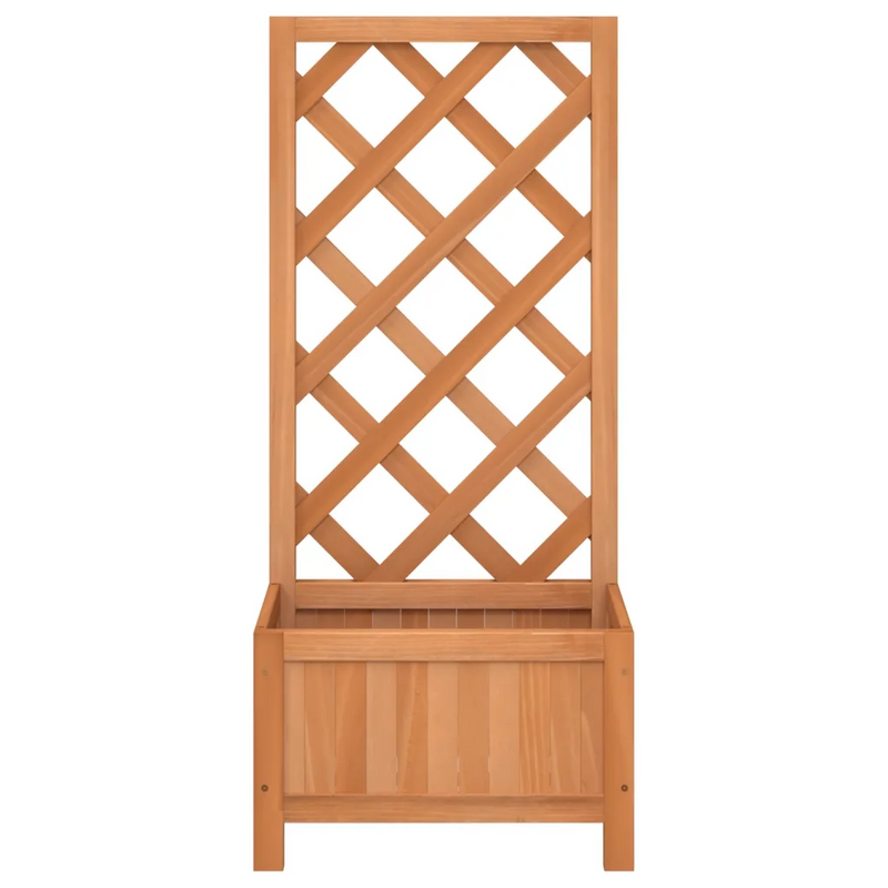 Planter with Trellis Brown Solid Wood Fir