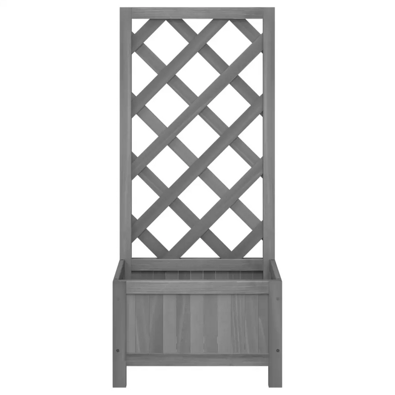 Planter with Trellis Grey Solid Wood Fir