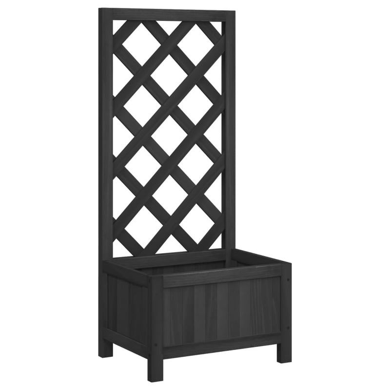 Planter with Trellis Black Solid Wood Fir