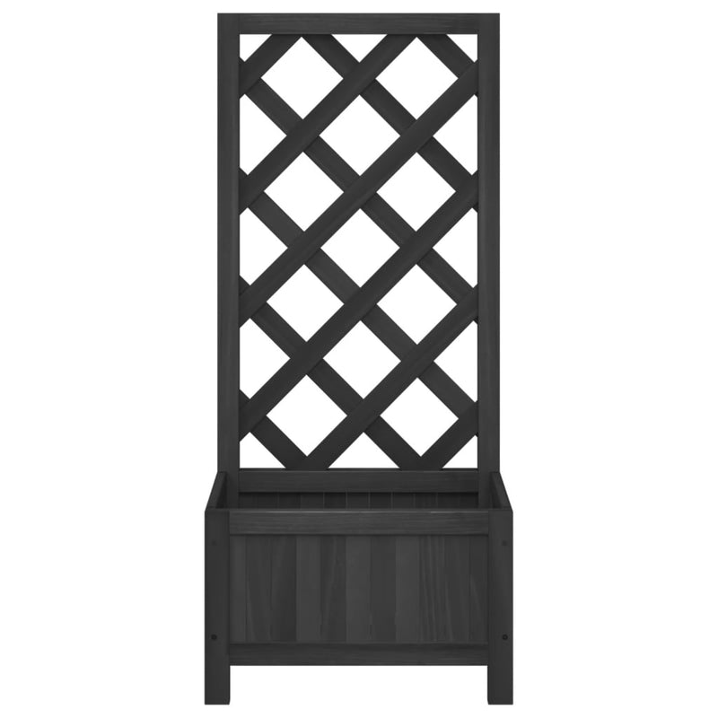 Planter with Trellis Black Solid Wood Fir