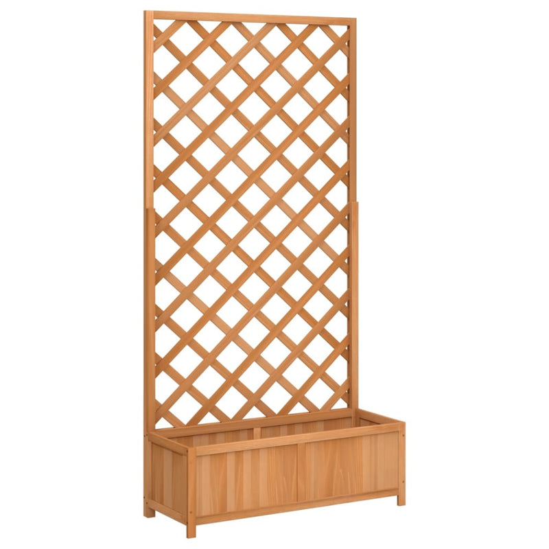 Planter with Trellis Brown Solid Wood Fir