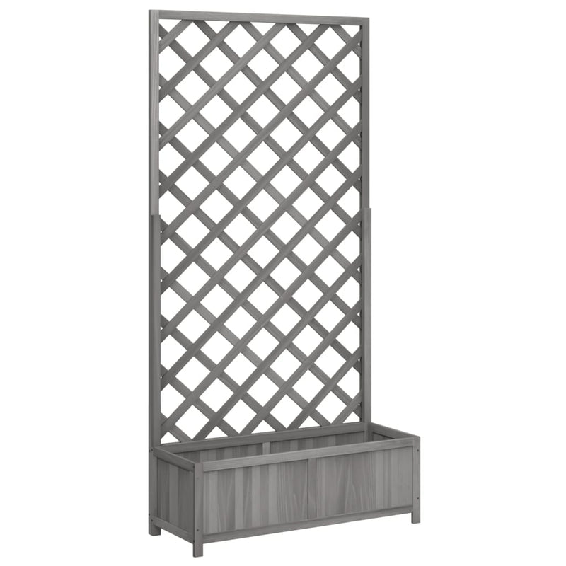 Planter with Trellis Grey Solid Wood Fir