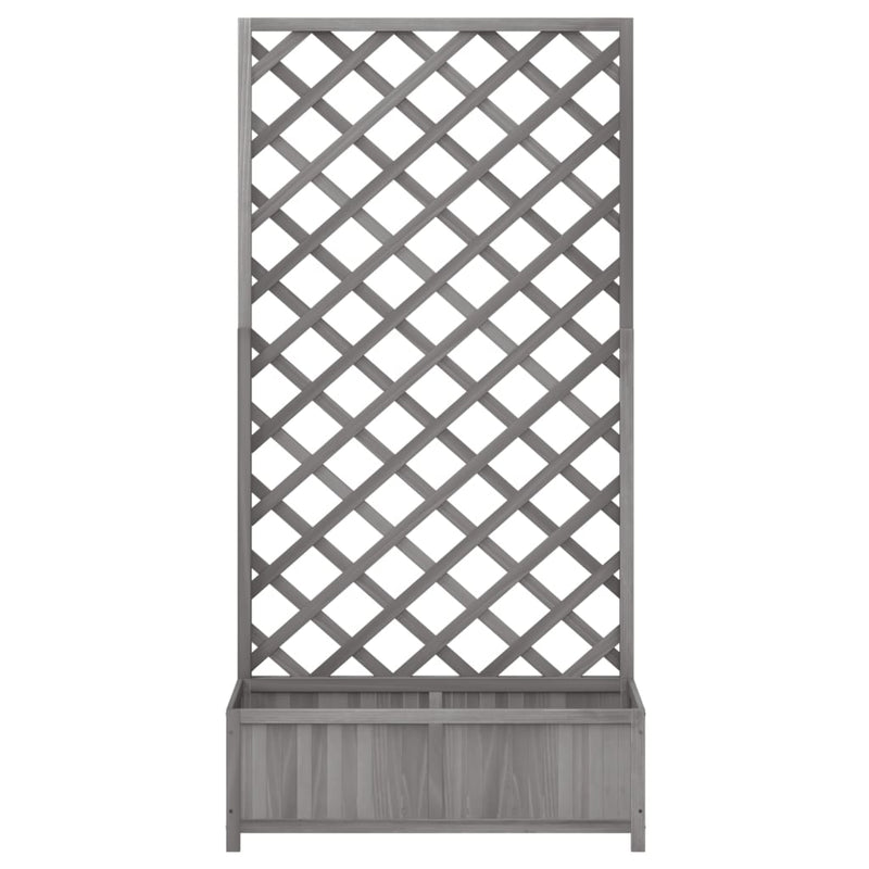 Planter with Trellis Grey Solid Wood Fir