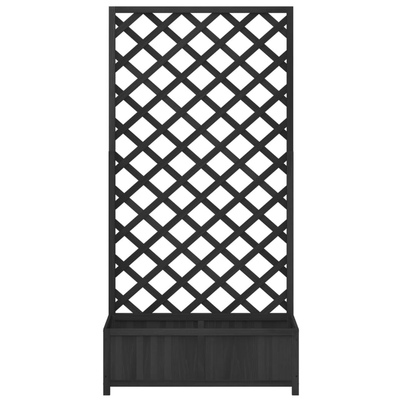 Planter with Trellis Black Solid Wood Fir