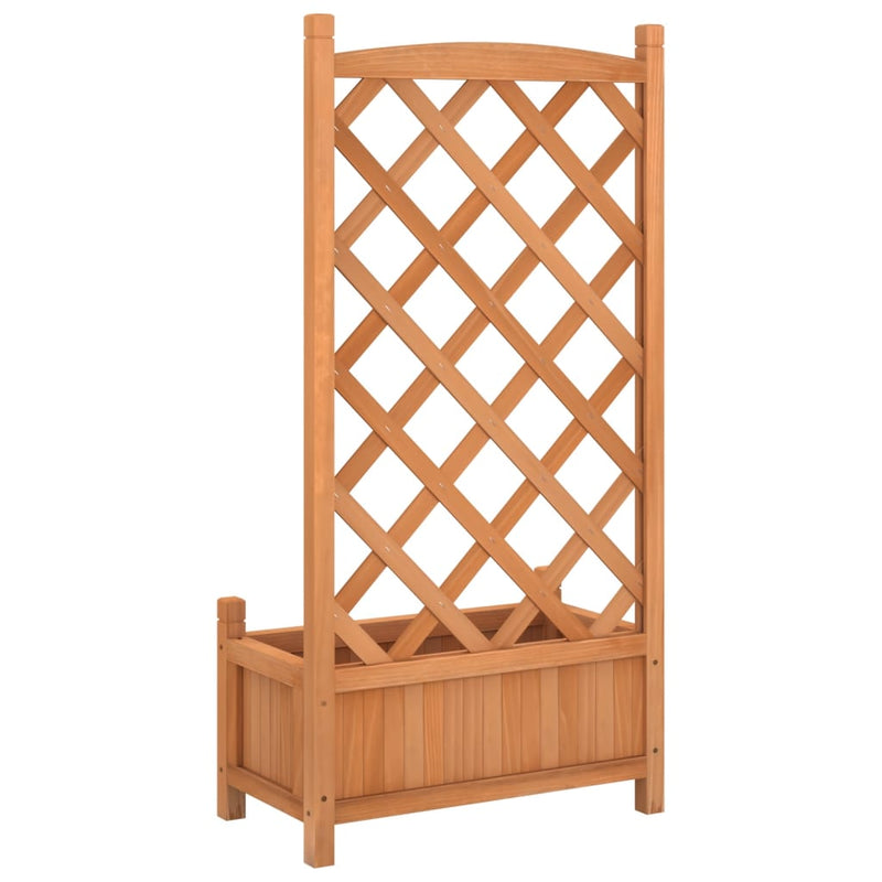 Planter with Trellis Brown Solid Wood Fir