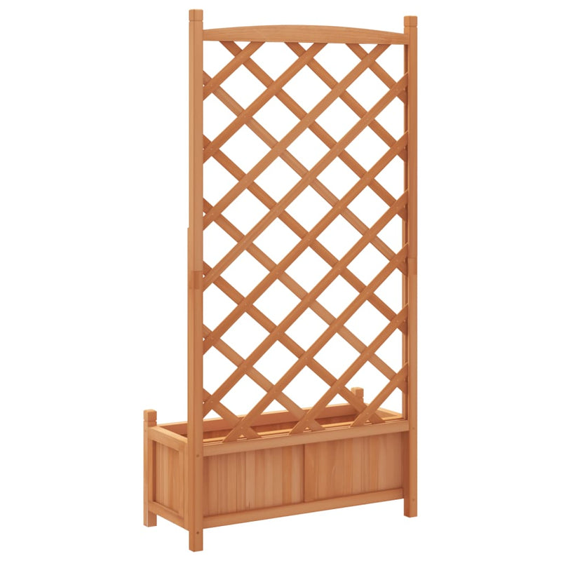 Planter with Trellis Brown Solid Wood Fir