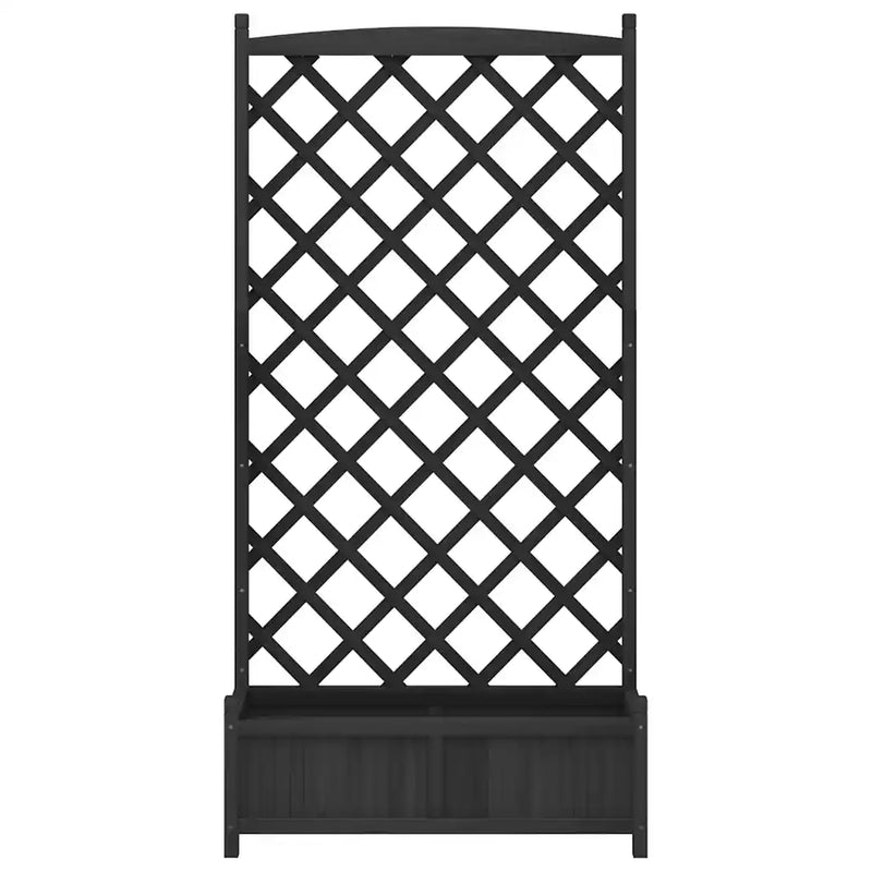 Planter with Trellis Black Solid Wood Fir