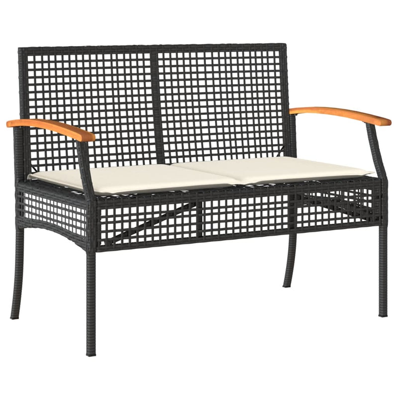 vidaXL 4 Piece Garden Lounge Set with Cushions Black Poly Rattan