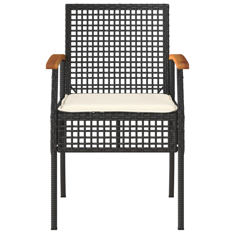 vidaXL 4 Piece Garden Lounge Set with Cushions Black Poly Rattan