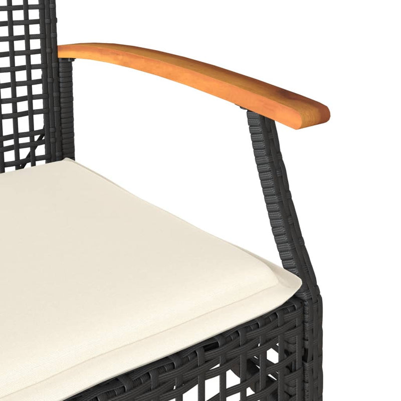 vidaXL 4 Piece Garden Lounge Set with Cushions Black Poly Rattan