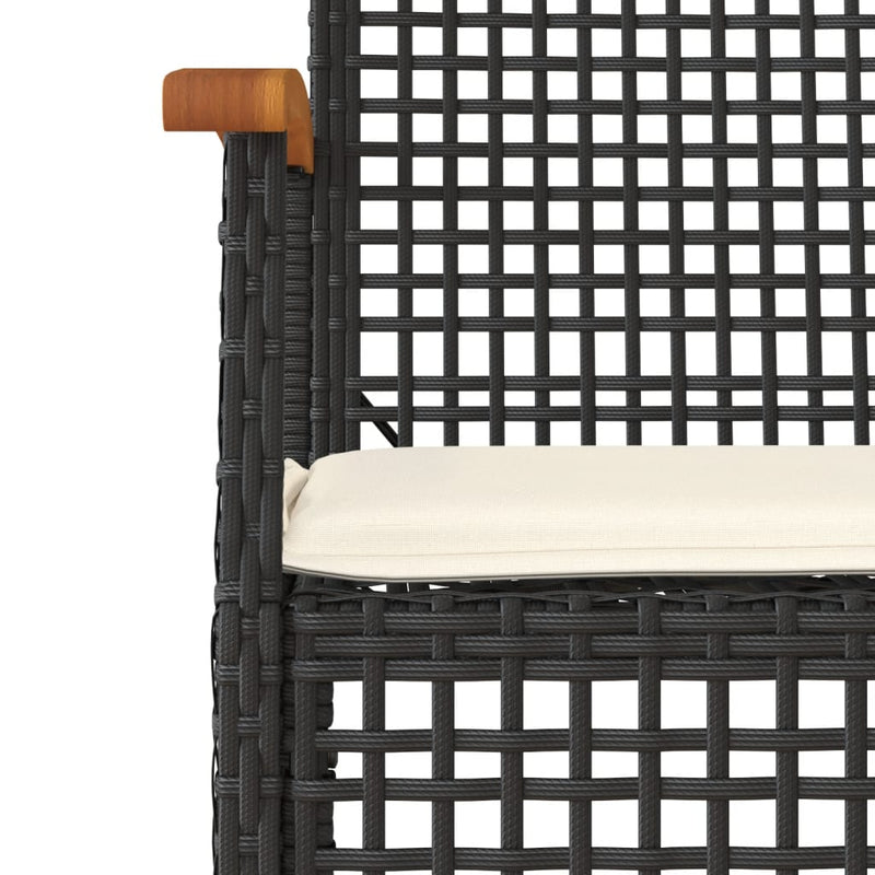 vidaXL 4 Piece Garden Lounge Set with Cushions Black Poly Rattan