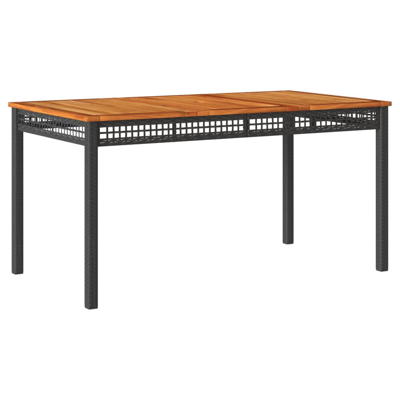 vidaXL Garden Table Black 140x80x75 cm Poly Rattan Acacia Wood