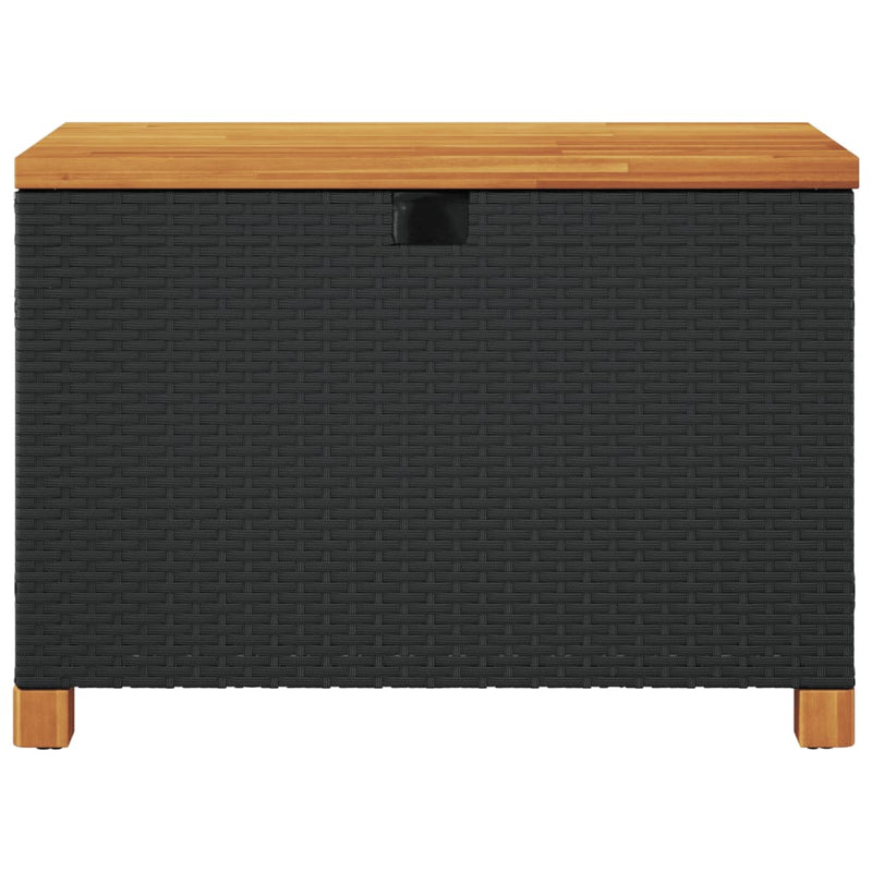vidaXL Garden Storage Box Black 80x40x48 cm Poly Rattan Acacia Wood